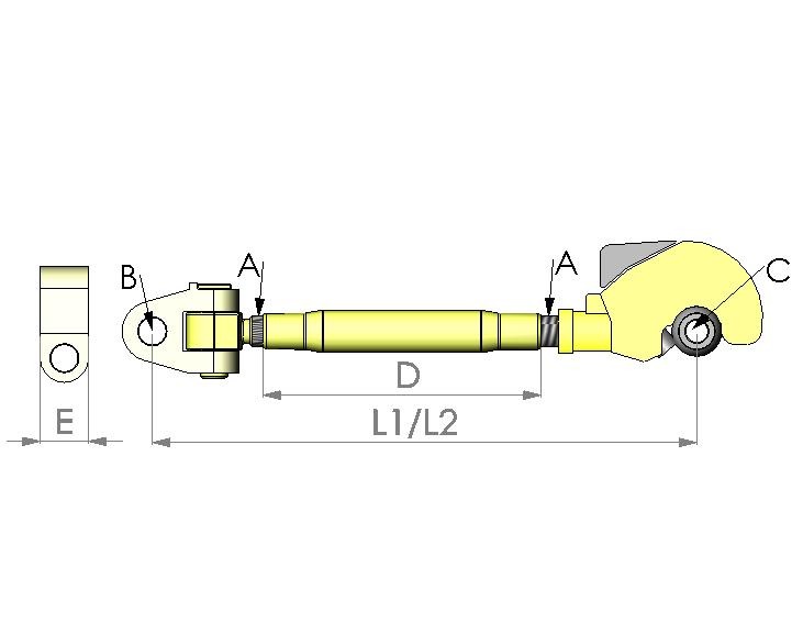 PC-Three point pivot 32 mm 770 mm min.