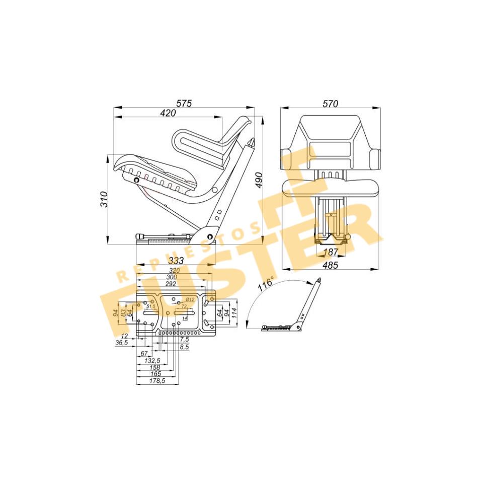 Yellow seat for John Deere tractors angle base-A6